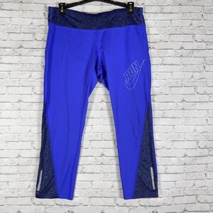 Nike Dri-Fit Purple Ankle Running Tights Drawstring Size L